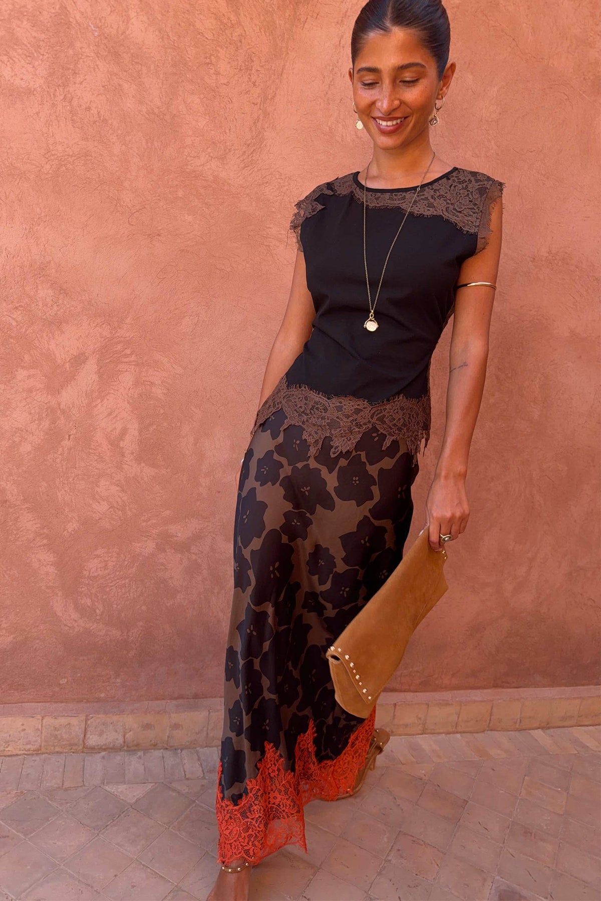 Tan Jaden Floral Maeva Midi Skirt | Never Fully Dressed Discount