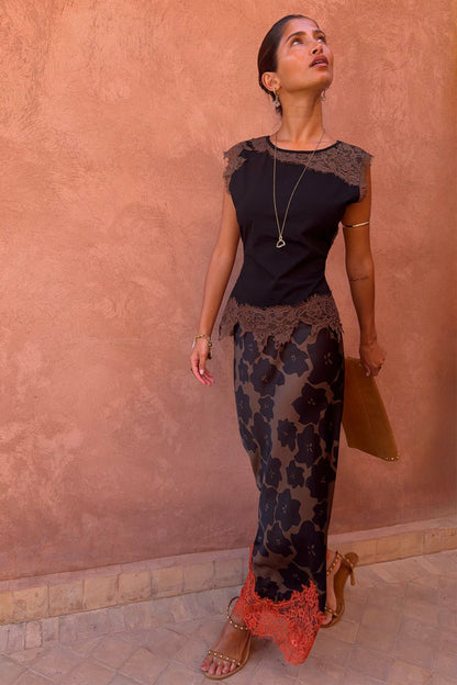 Tan Jaden Floral Maeva Midi Skirt | Never Fully Dressed Discount