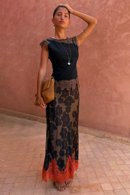Tan Jaden Floral Maeva Midi Skirt | Never Fully Dressed Discount