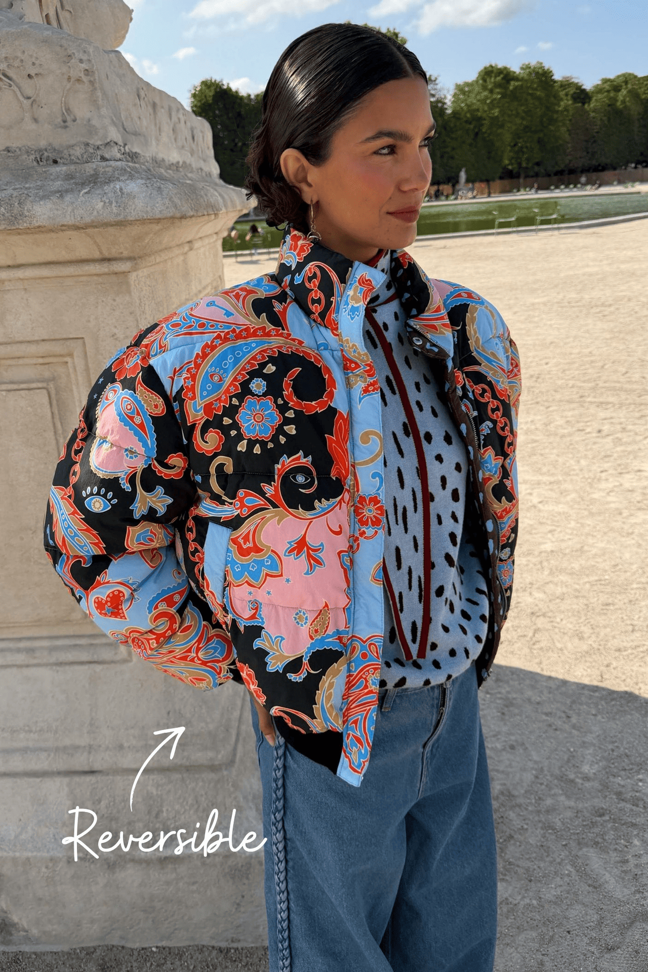 Paisley Reversible Puffer Jacket | Never Fully Dressed Classic