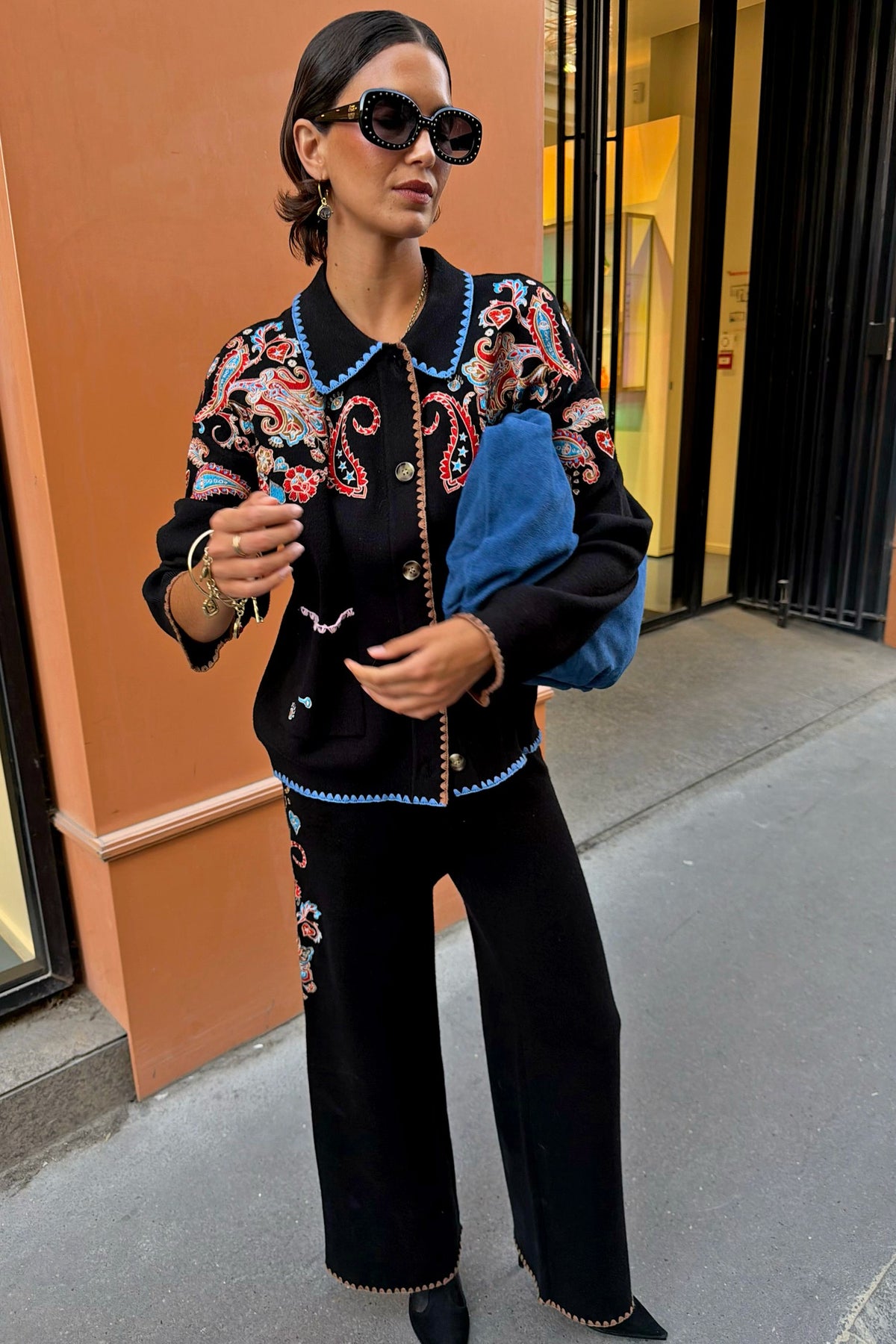 Black Paisley Embroidered Cardigan | Never Fully Dressed Value