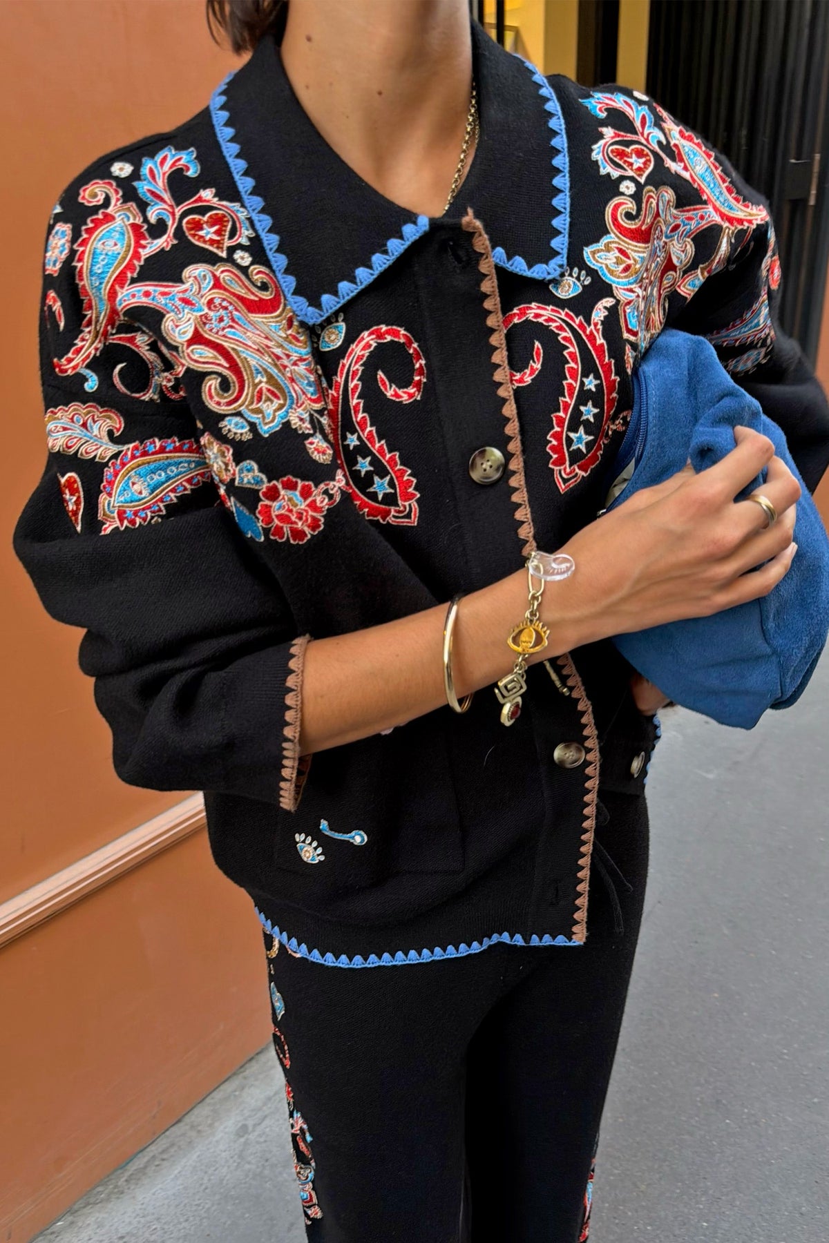 Black Paisley Embroidered Cardigan | Never Fully Dressed Value
