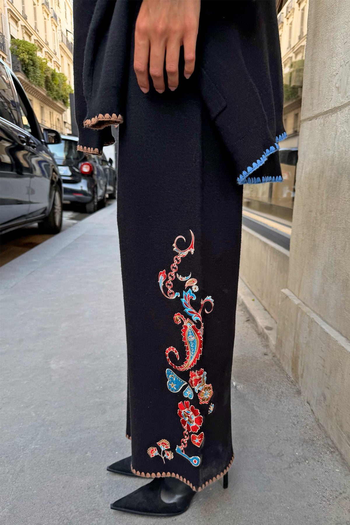 Black Paisley Wide Leg Knit Joggers | Never Fully Dressed Best Seller