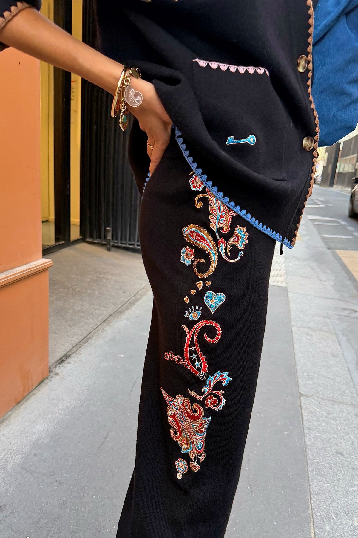 Black Paisley Wide Leg Knit Joggers | Never Fully Dressed Best Seller