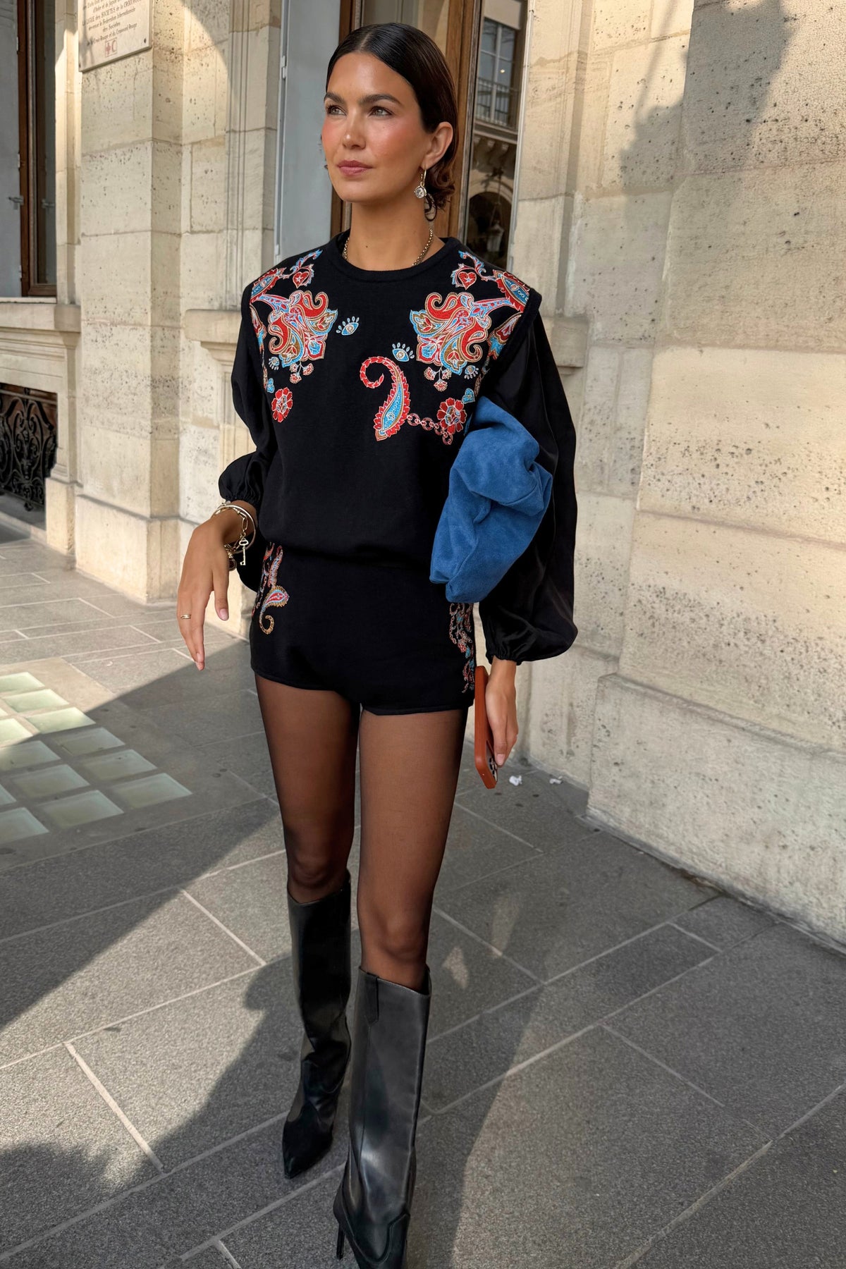 Black Paisley Embroidered Knit Tank | Never Fully Dressed Quality