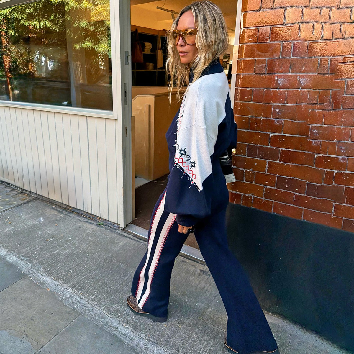 Navy Compact Knit Flares | Never Fully Dressed Customer Favorite