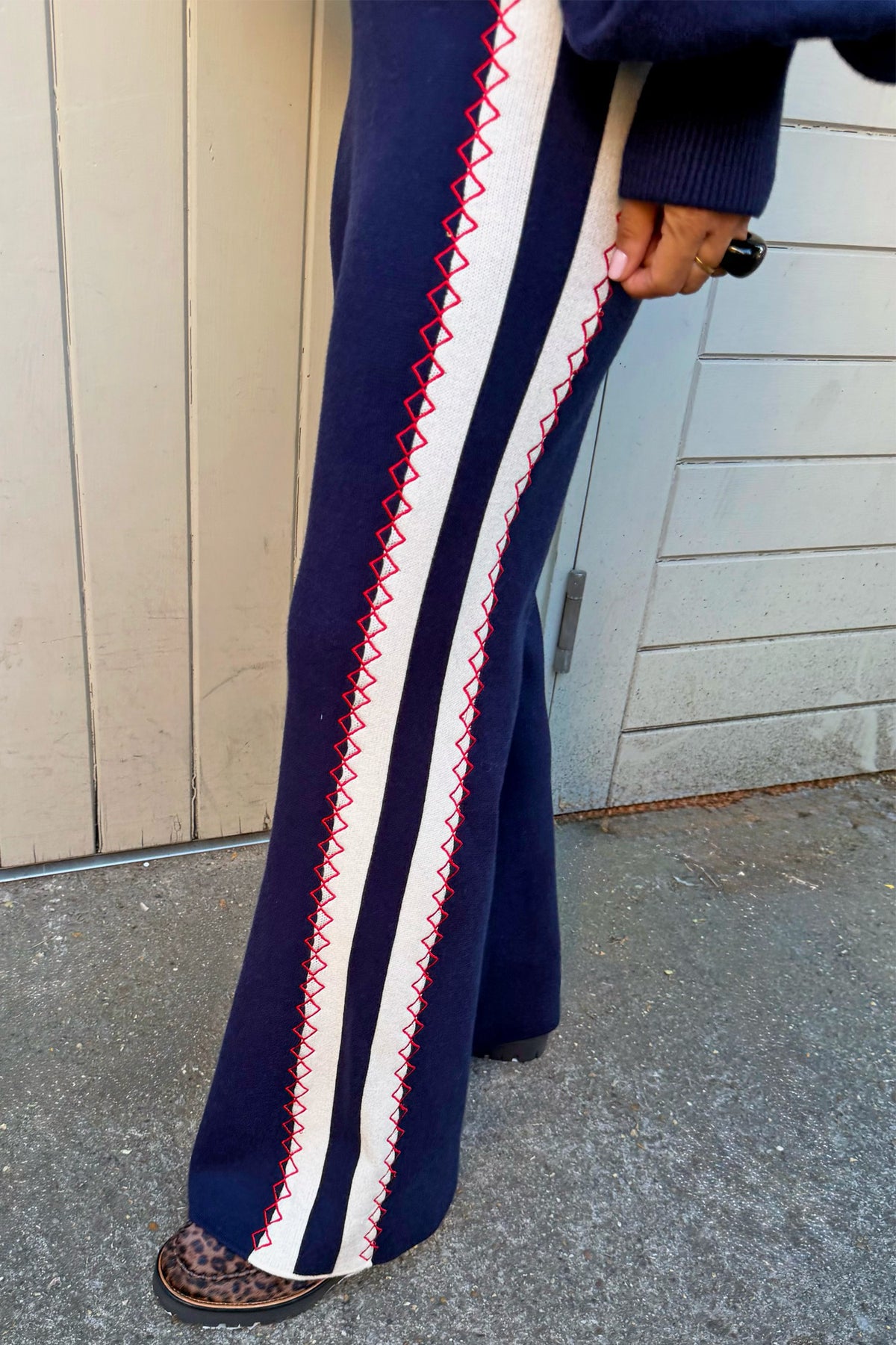 Navy Compact Knit Flares | Never Fully Dressed Customer Favorite