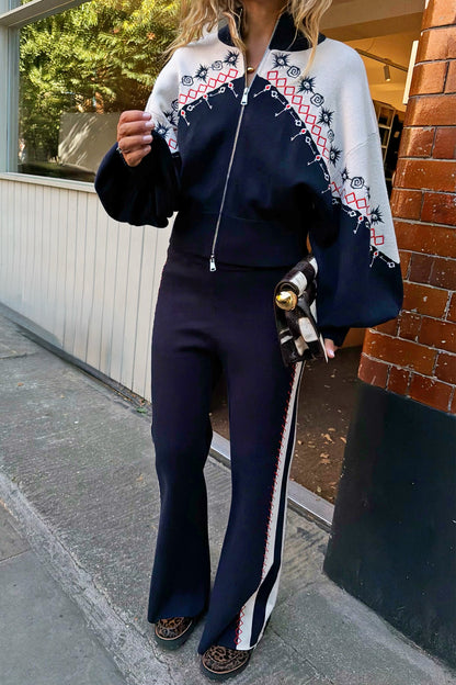Navy Compact Knit Flares | Never Fully Dressed Customer Favorite