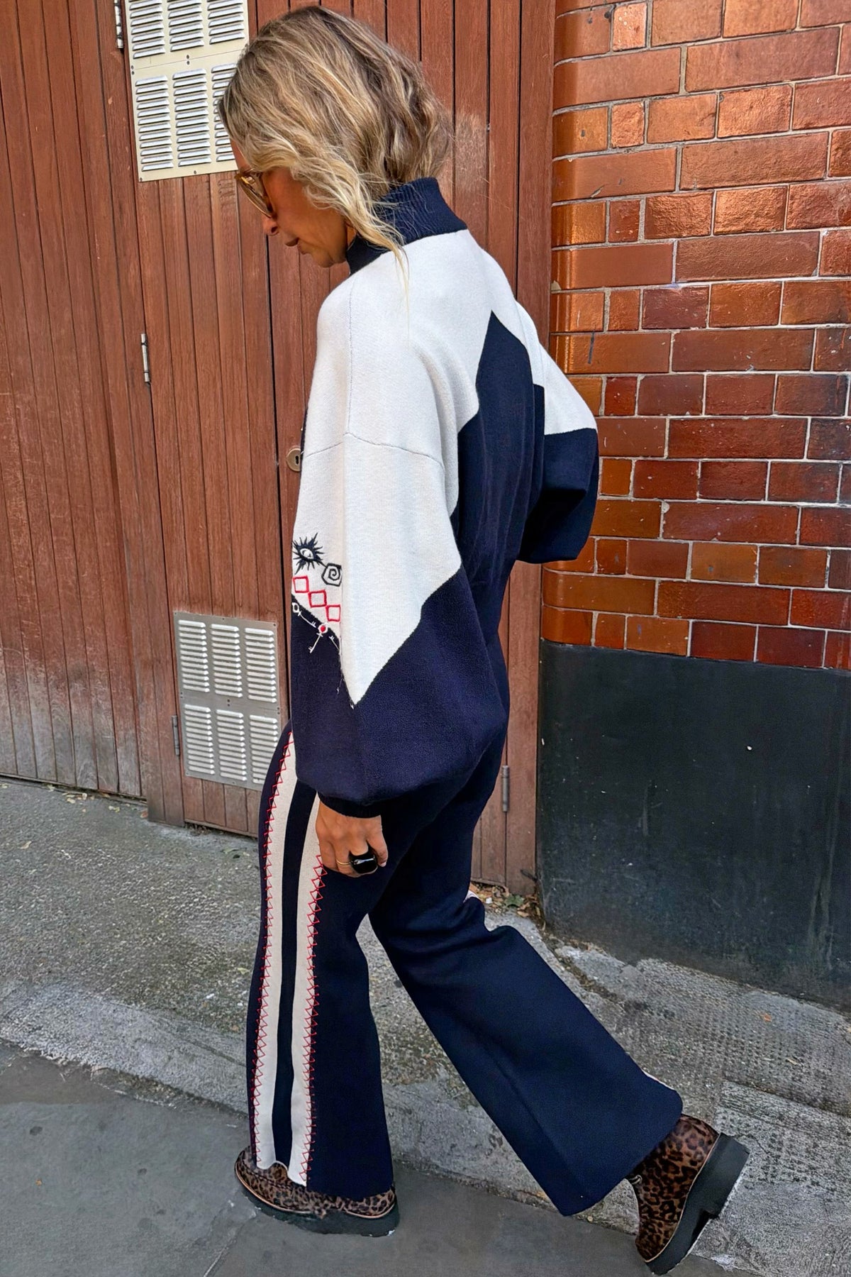 Navy Compact Knit Flares | Never Fully Dressed Customer Favorite
