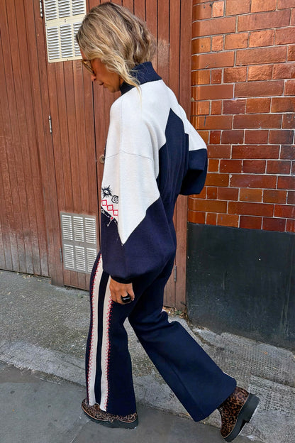 Navy Compact Knit Flares | Never Fully Dressed Customer Favorite