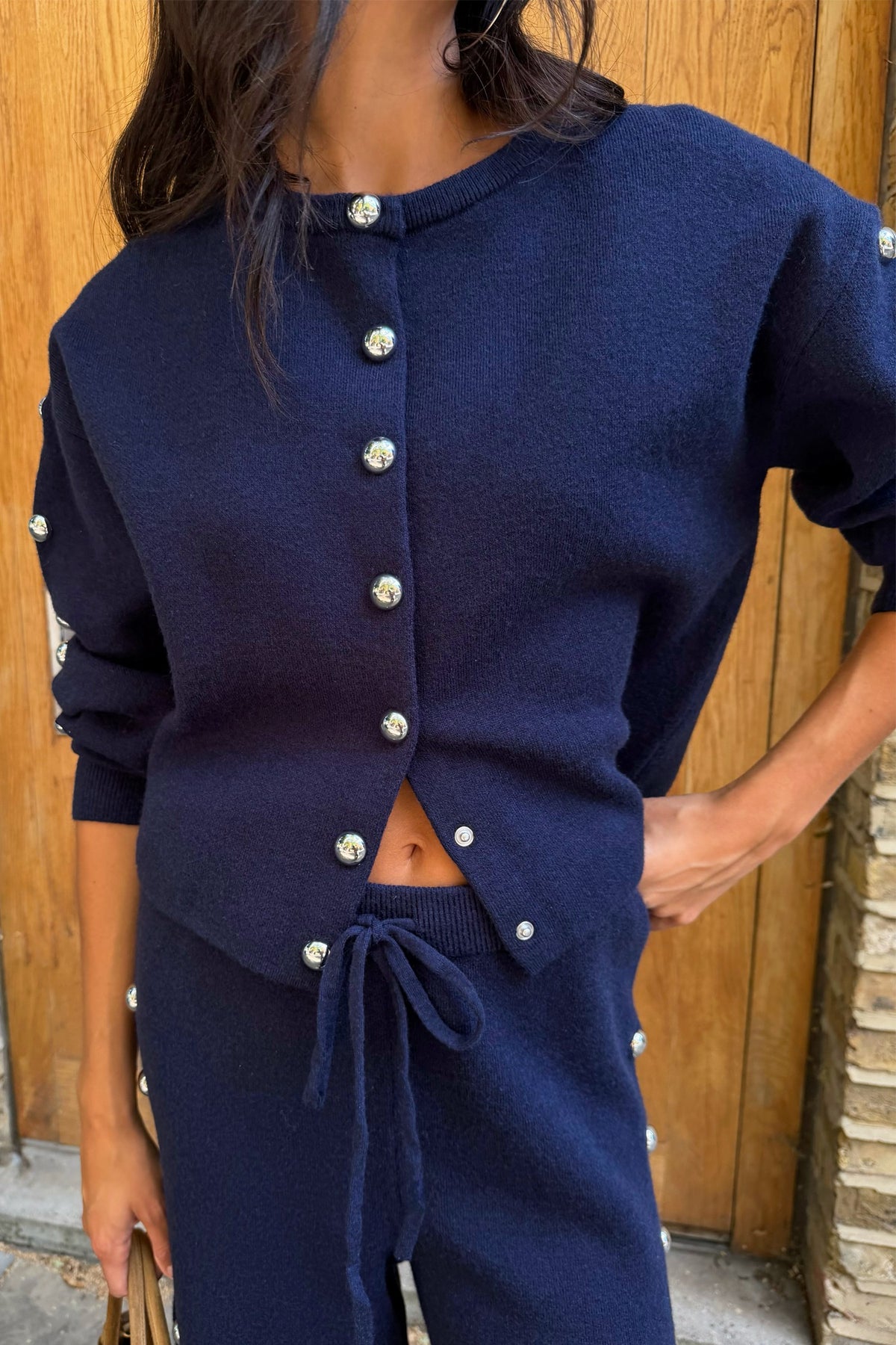 Navy Studded Cardigan - Knitwear - Never Fully Dressed | Never Fully Dressed Value
