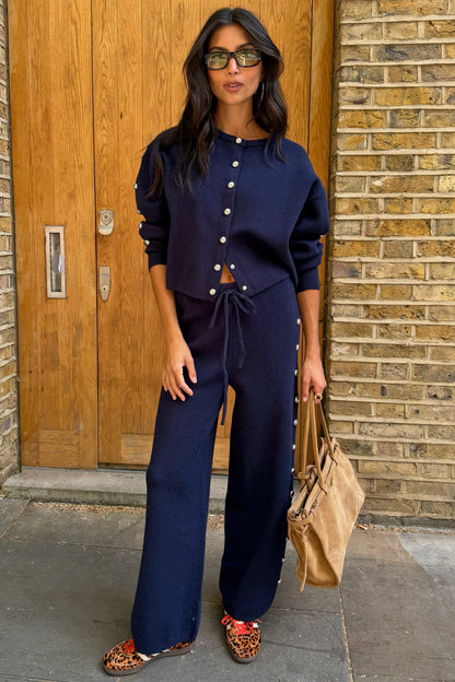 Navy Studded Cardigan - Knitwear - Never Fully Dressed | Never Fully Dressed Value