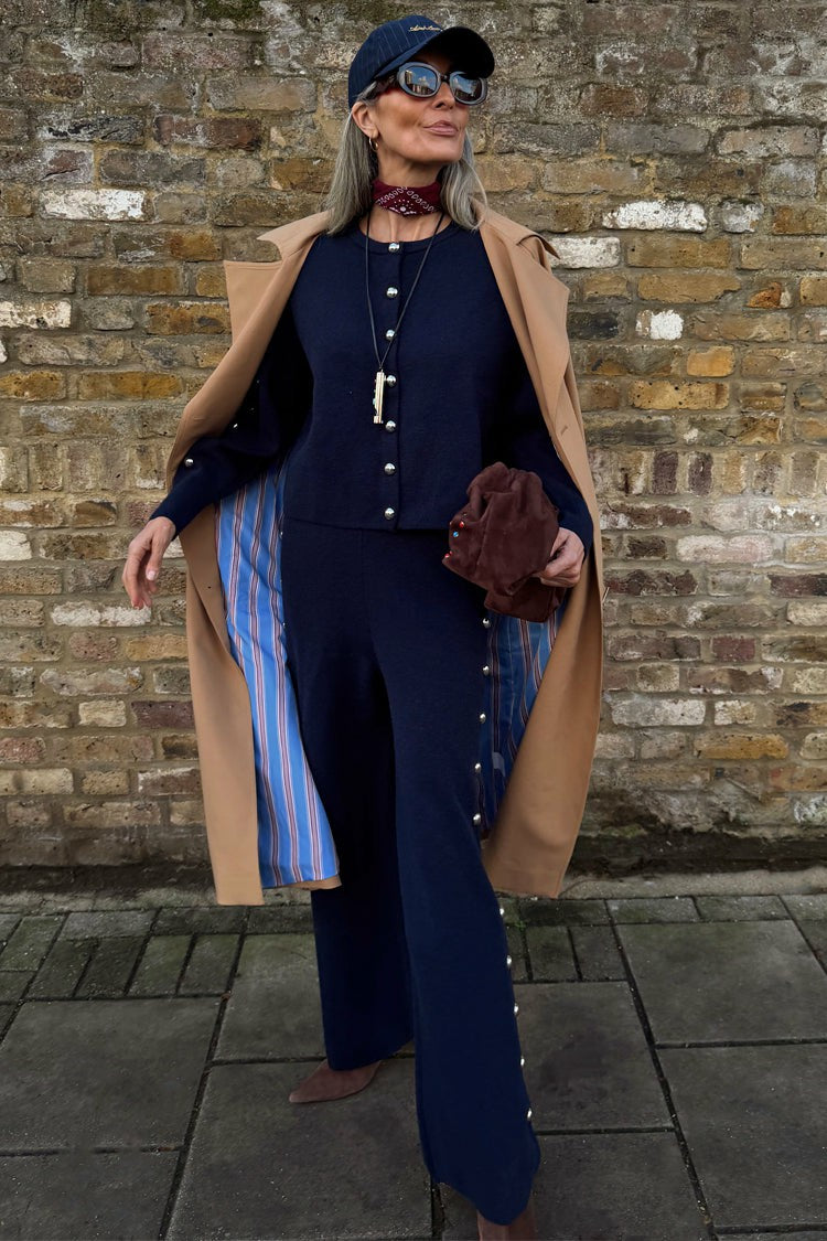 Navy Studded Cardigan - Knitwear - Never Fully Dressed | Never Fully Dressed Value