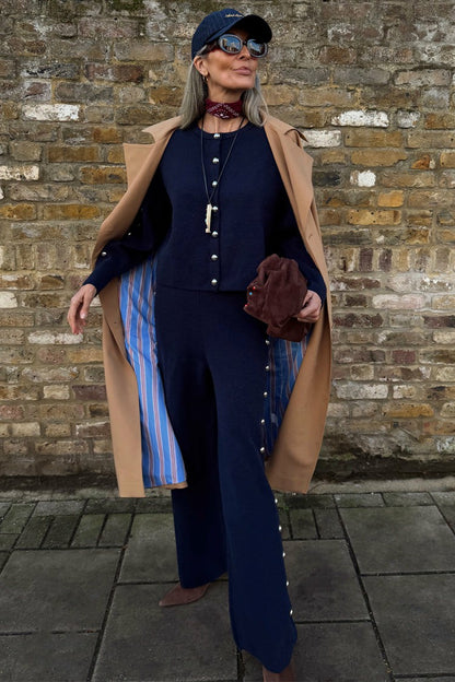 Navy Studded Cardigan - Knitwear - Never Fully Dressed | Never Fully Dressed Value