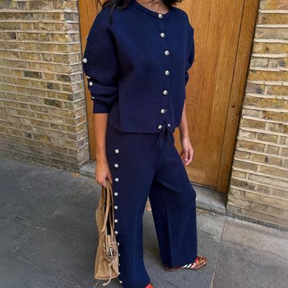 Navy Studded Knit Joggers | Never Fully Dressed Exclusive