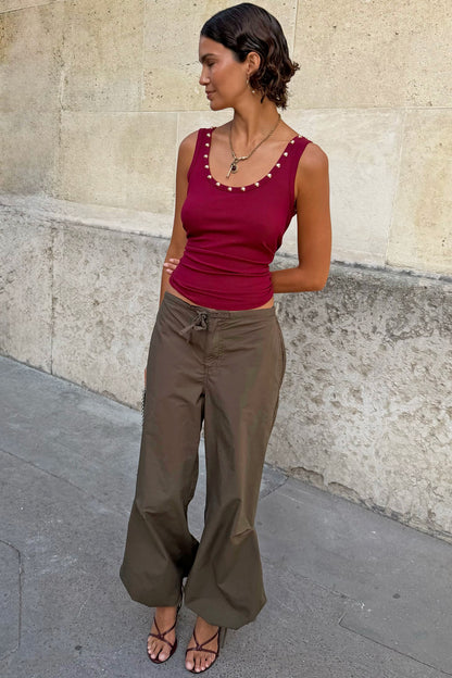 Burgundy Studded Tank | Never Fully Dressed Sale