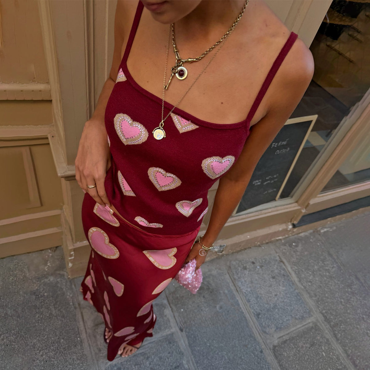 Burgundy Hearts Cami | Never Fully Dressed Exclusive
