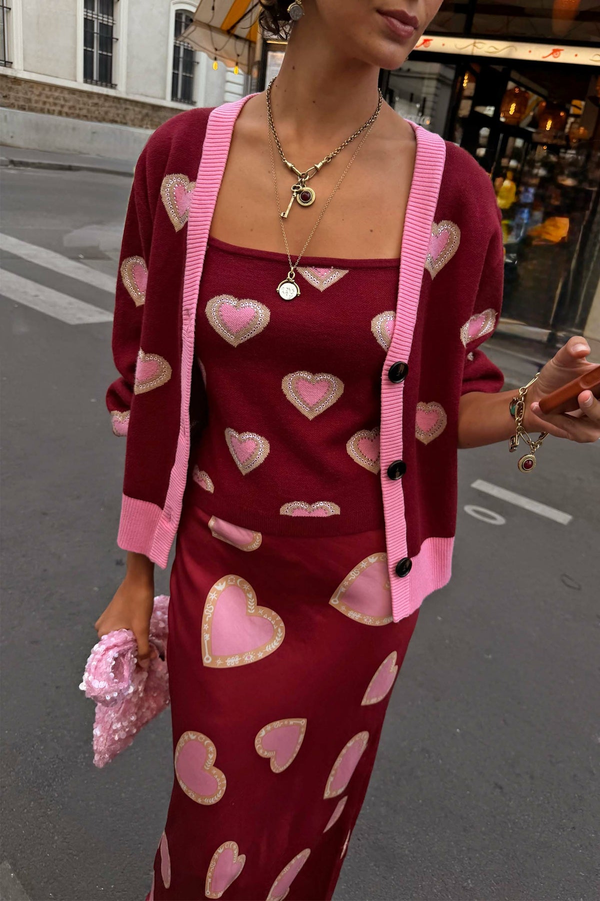 Burgundy Hearts Cami | Never Fully Dressed Exclusive