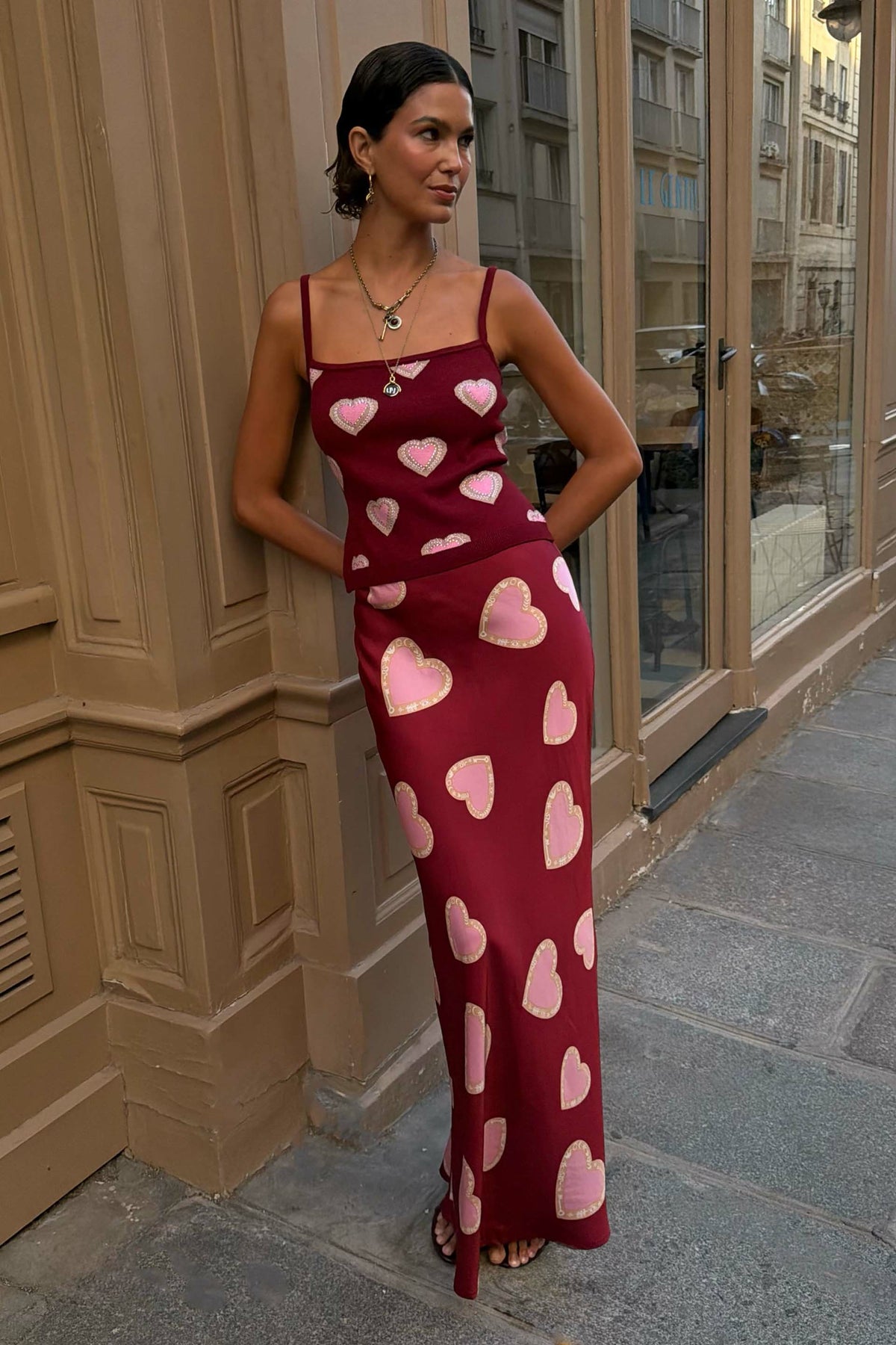 Burgundy Hearts Cami | Never Fully Dressed Exclusive