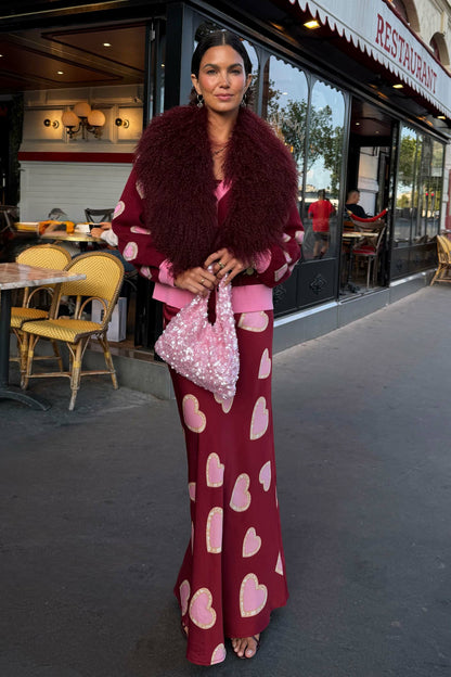 Burgundy Hearts Dorris Skirt | Never Fully Dressed Special Offer