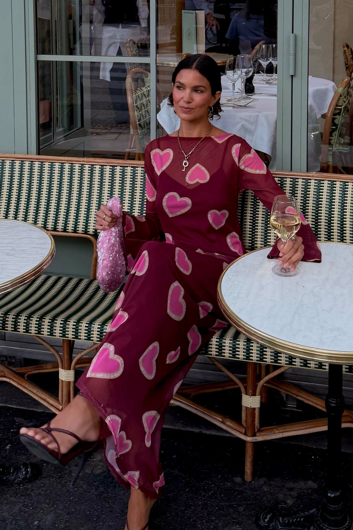 Burgundy Hearts Aria Mesh Dress | Never Fully Dressed Smart Buy