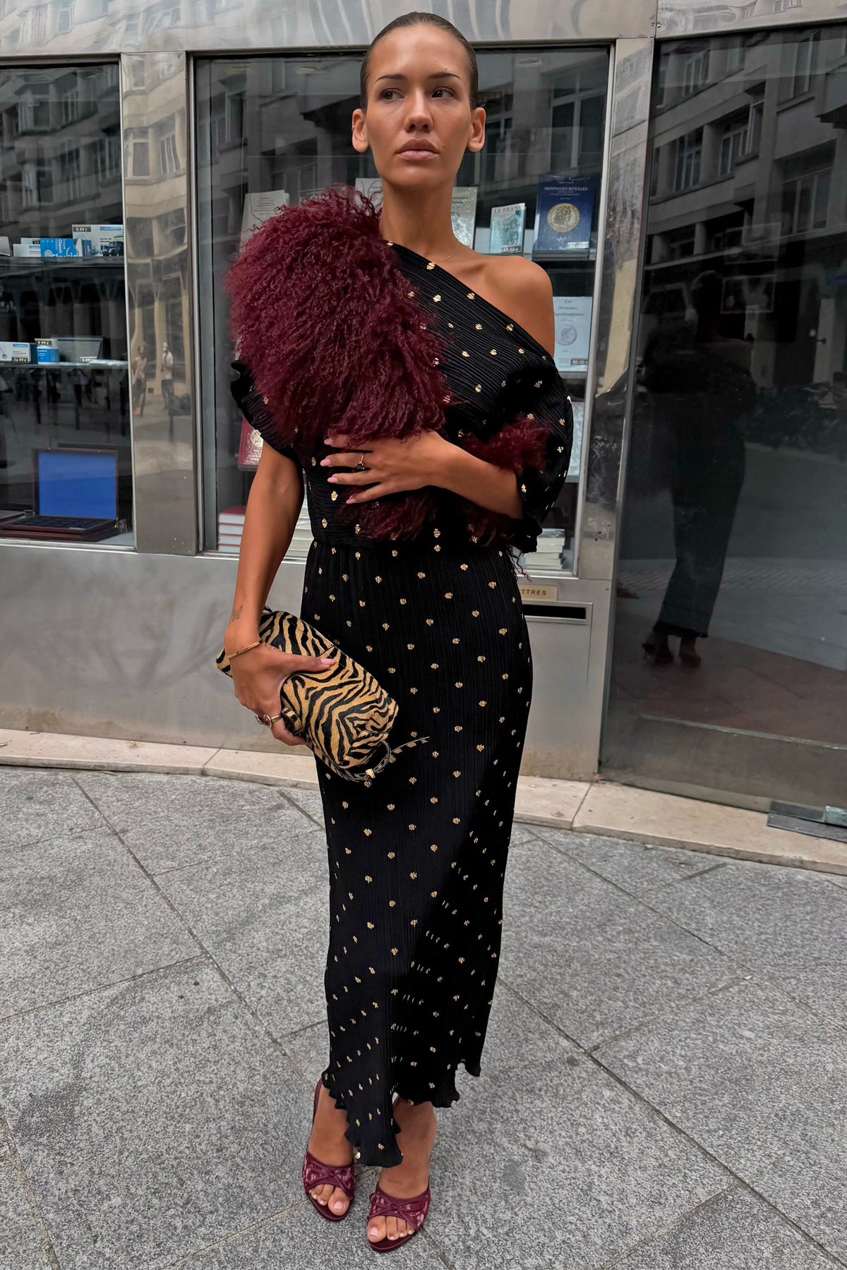Black Tilly Gold Fleck Plissé Dress | Never Fully Dressed Trending