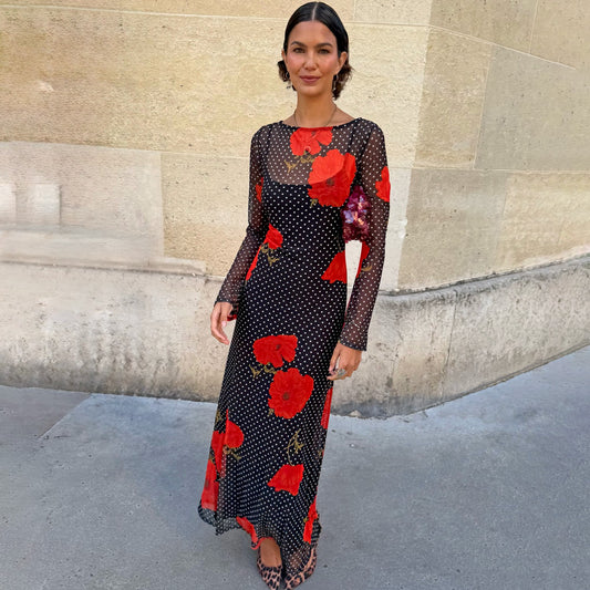 Black Poppy Spot Aria Mesh Dress | Never Fully Dressed Hot Sale
