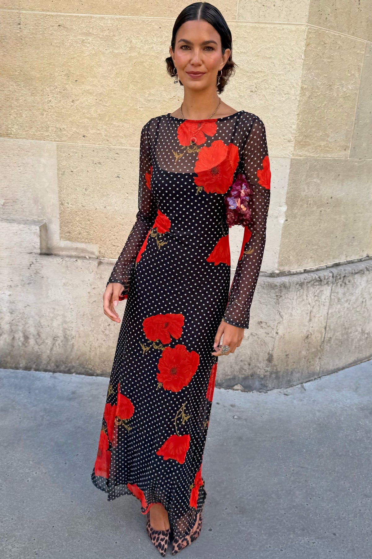 Black Poppy Spot Aria Mesh Dress | Never Fully Dressed Hot Sale