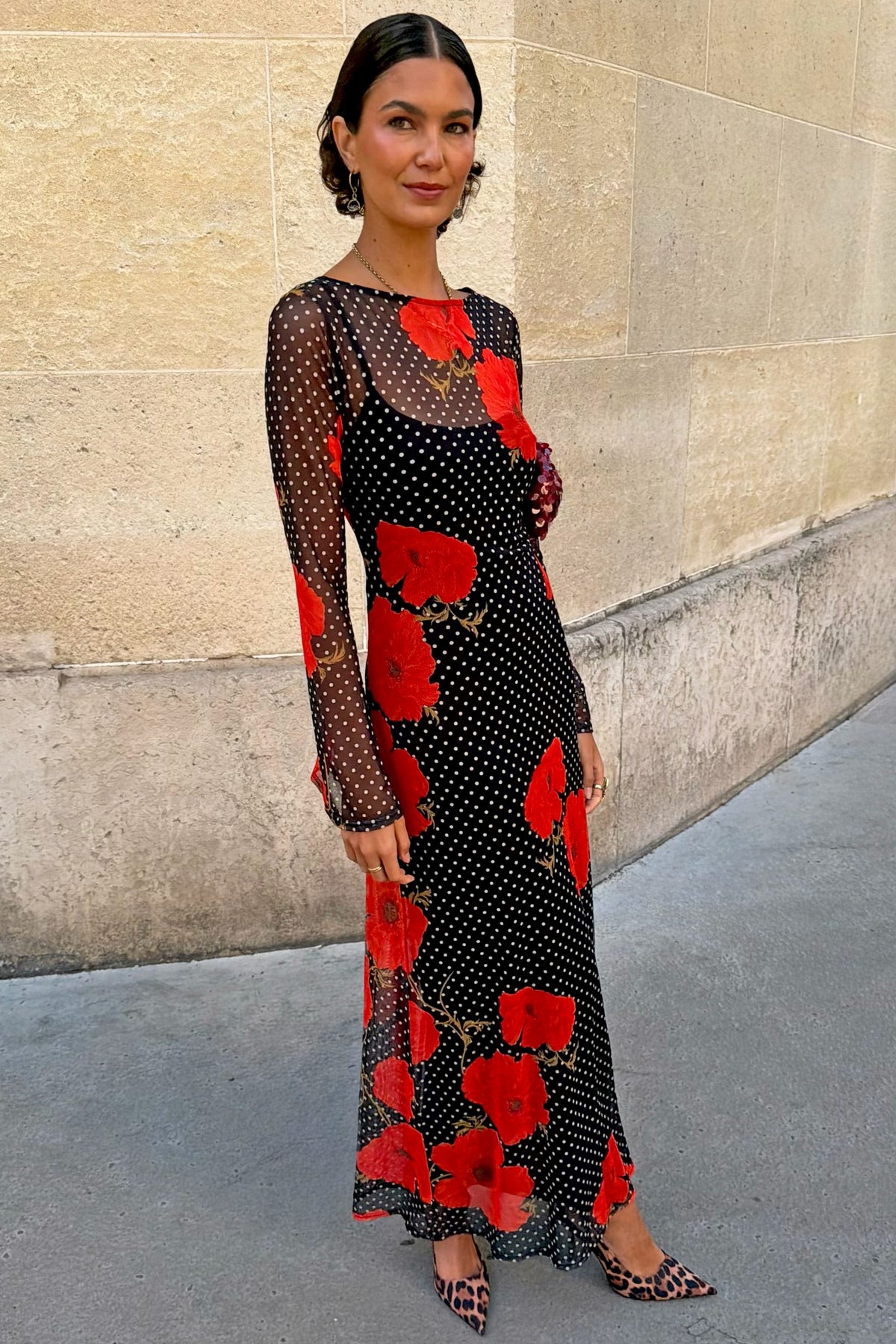Black Poppy Spot Aria Mesh Dress | Never Fully Dressed Hot Sale