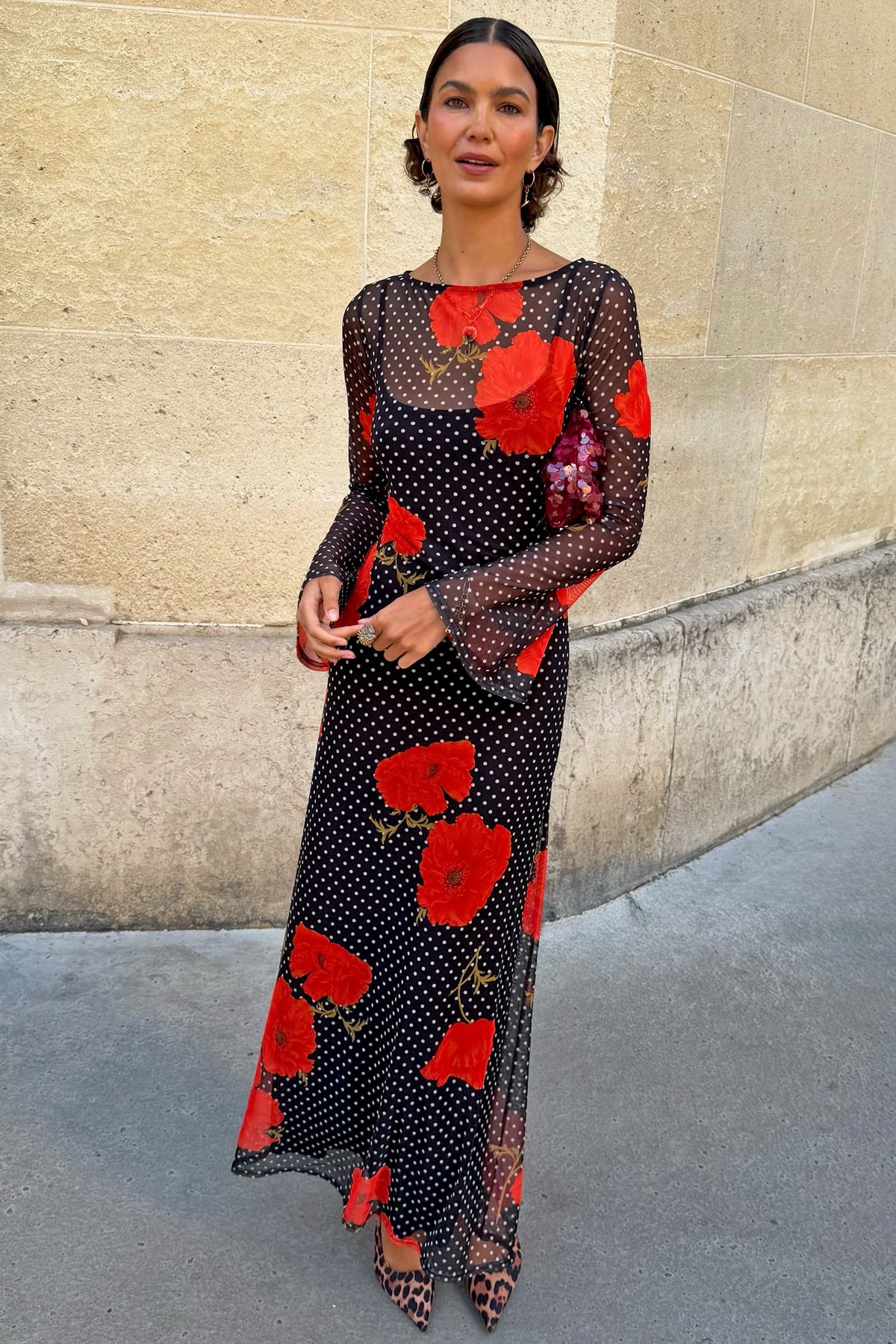 Black Poppy Spot Aria Mesh Dress | Never Fully Dressed Hot Sale
