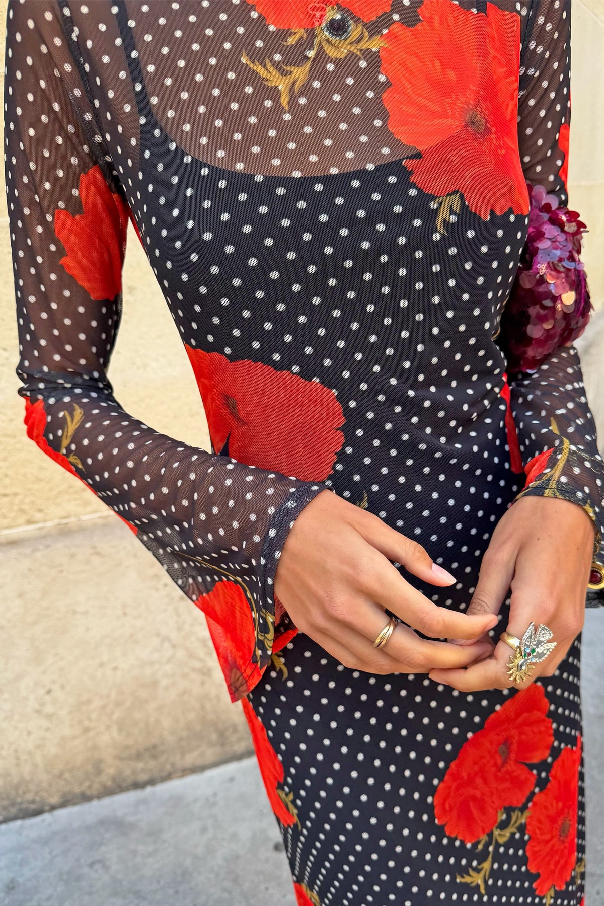 Black Poppy Spot Aria Mesh Dress | Never Fully Dressed Hot Sale