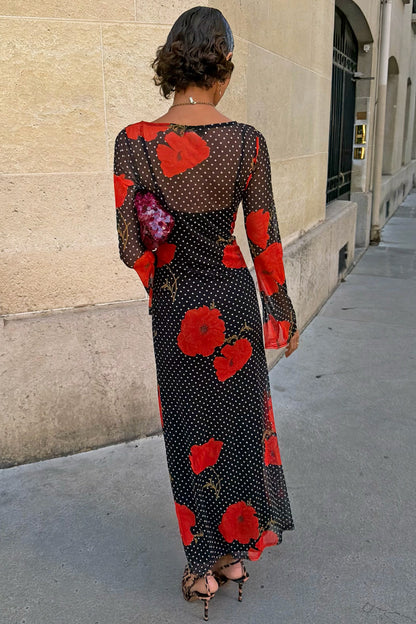 Black Poppy Spot Aria Mesh Dress | Never Fully Dressed Hot Sale