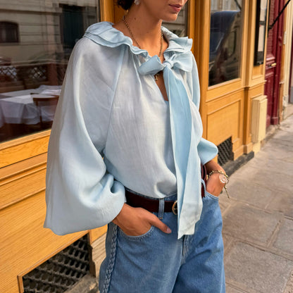 Ice Blue Ruffle Shirt | Never Fully Dressed New
