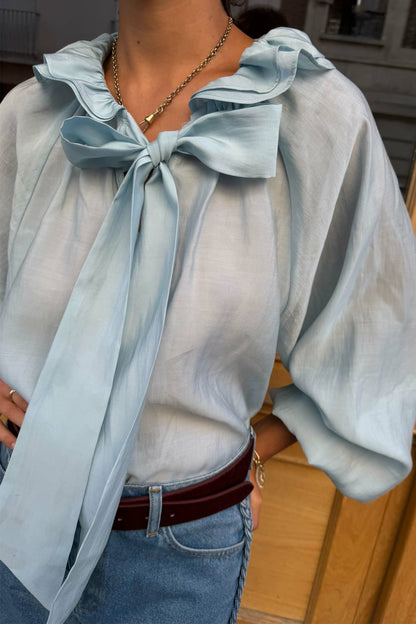 Ice Blue Ruffle Shirt | Never Fully Dressed New