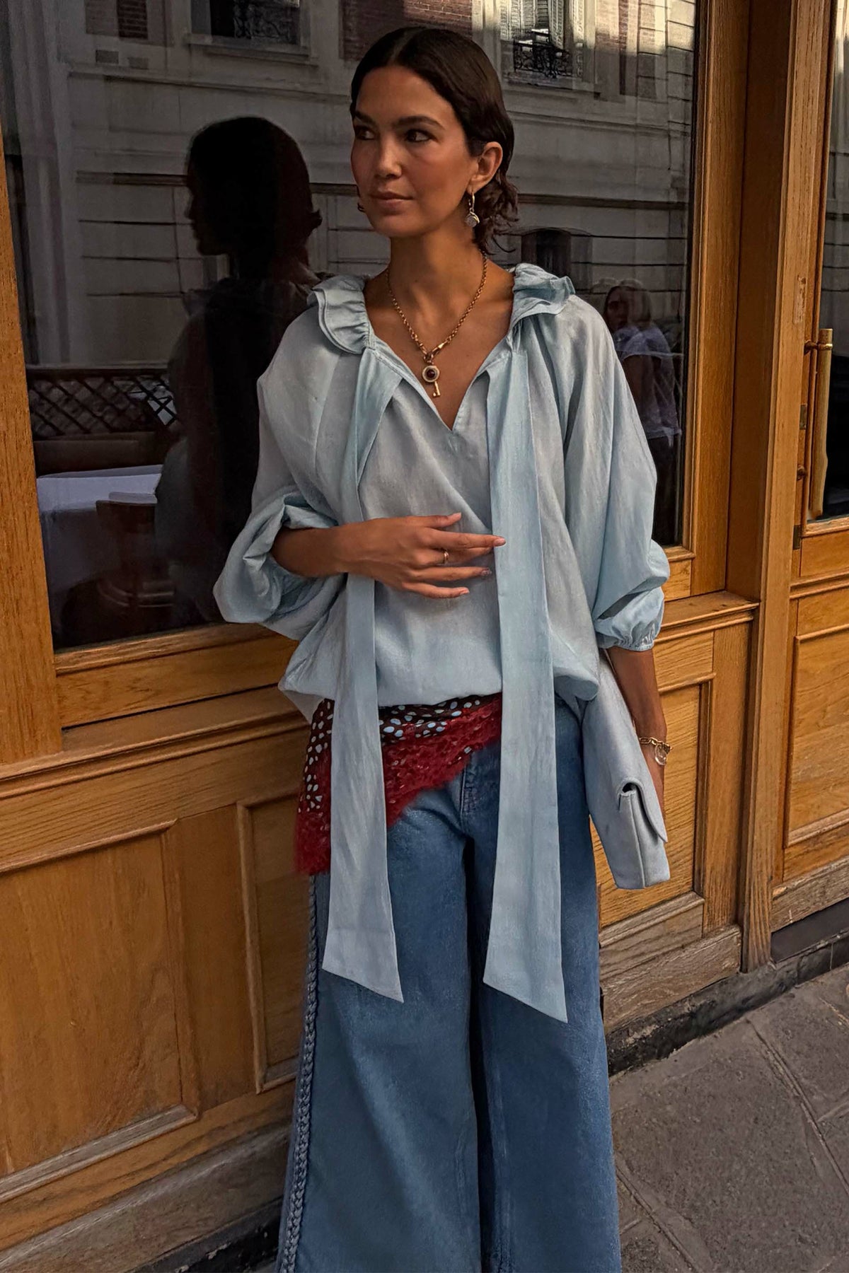 Ice Blue Ruffle Shirt | Never Fully Dressed New