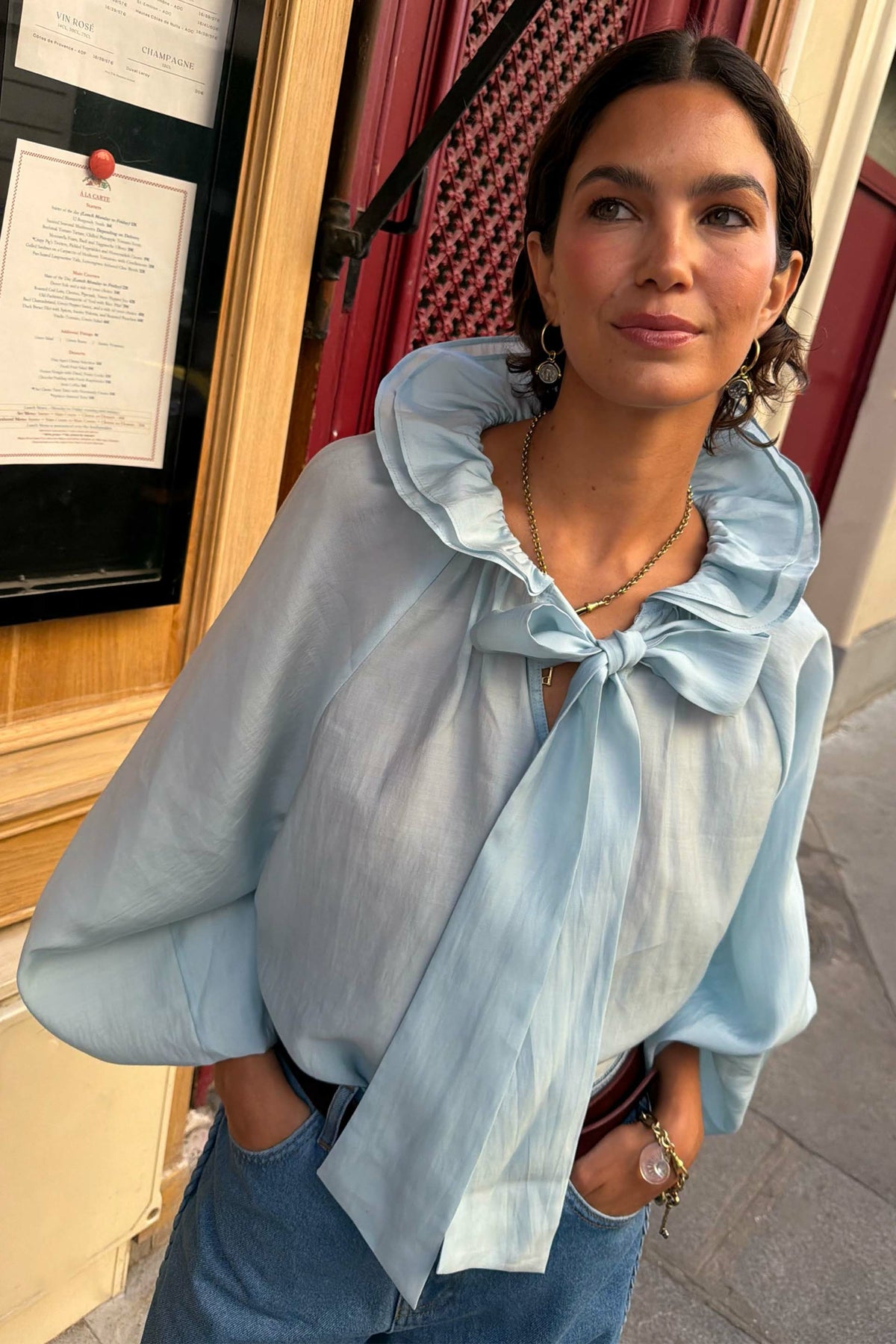 Ice Blue Ruffle Shirt | Never Fully Dressed New
