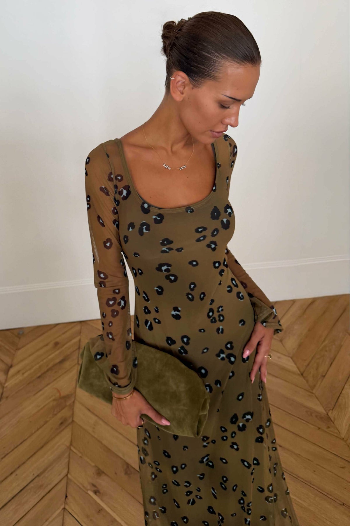 Olive Blurred Leopard Mesh Dress | Never Fully Dressed Special Offer