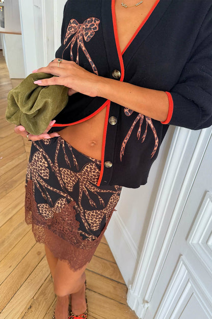 Black Leopard Bow Mini Maeva Skirt | Never Fully Dressed Sale