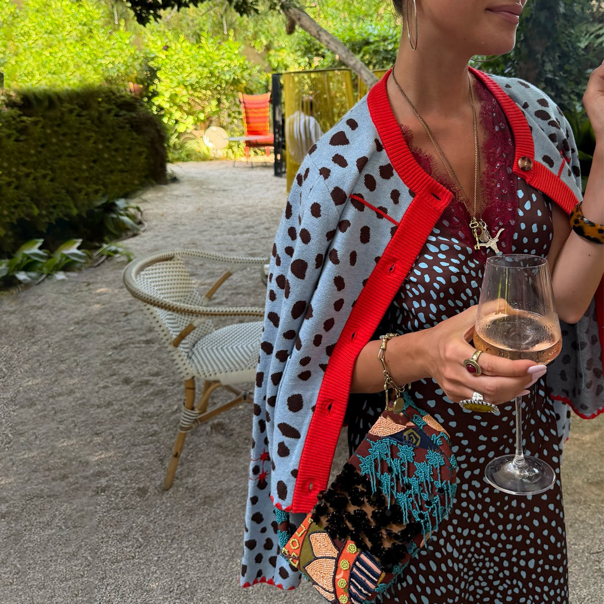 Sky Blue Deer Embroidered Chloe Cardigan | Never Fully Dressed Essential