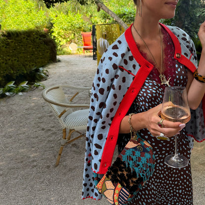 Sky Blue Deer Embroidered Chloe Cardigan | Never Fully Dressed Essential