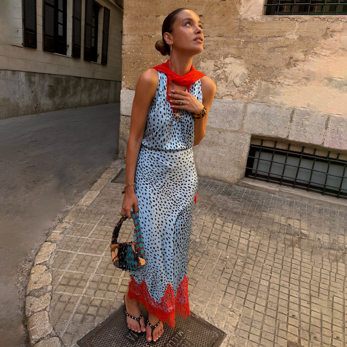 Sky Blue Deer Midi Maeva Skirt | Never Fully Dressed Smart Buy