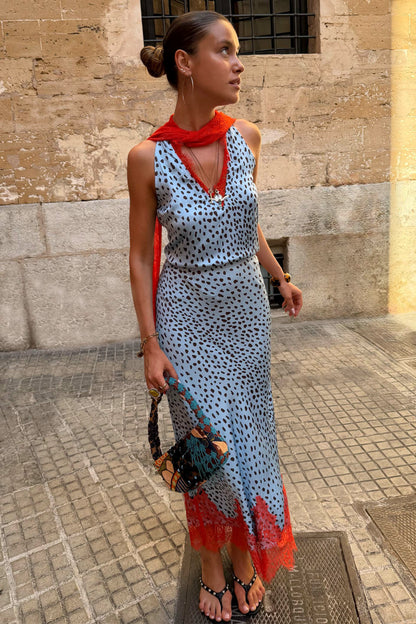 Sky Blue Deer Midi Maeva Skirt | Never Fully Dressed Smart Buy