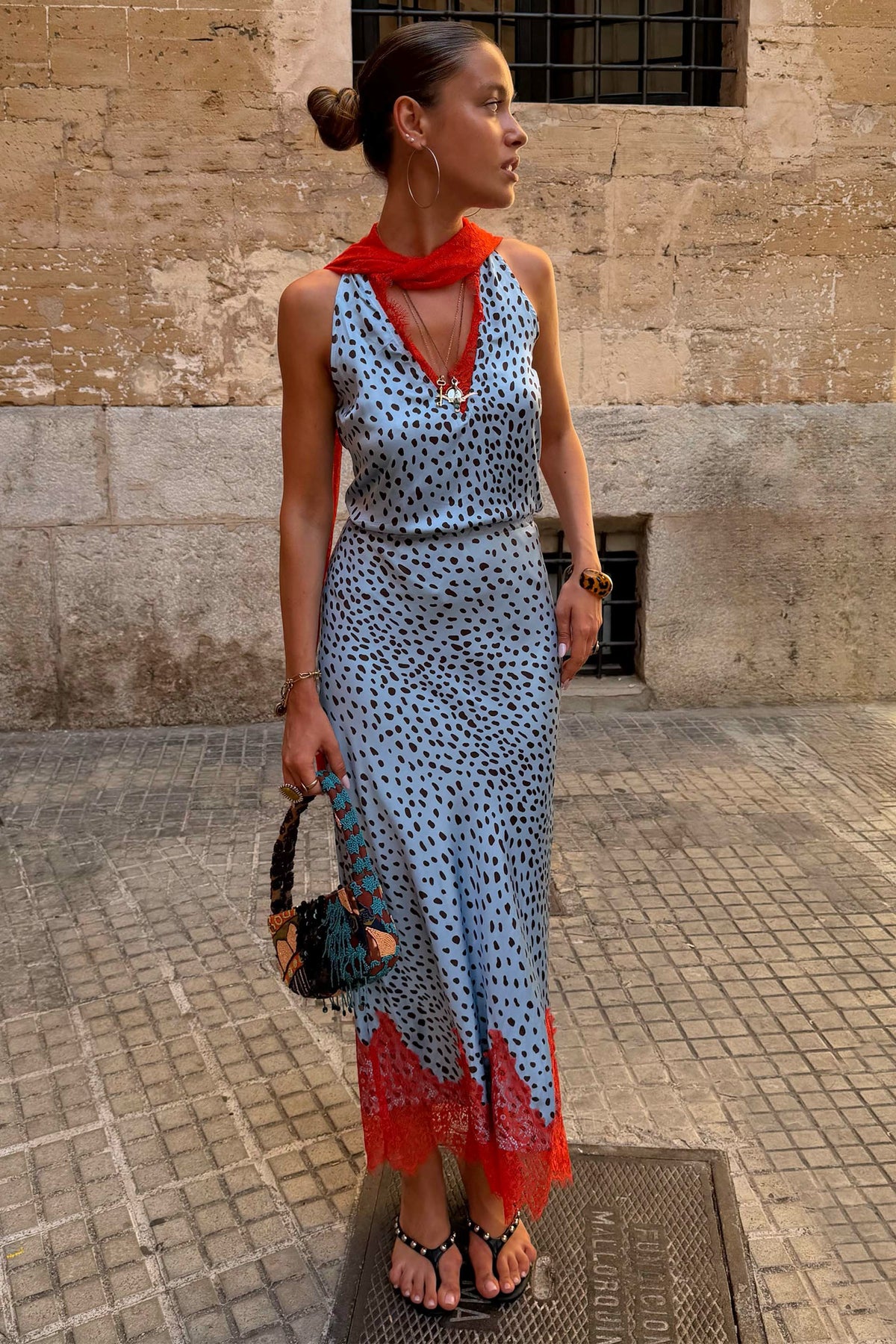 Sky Blue Deer Midi Maeva Skirt | Never Fully Dressed Smart Buy