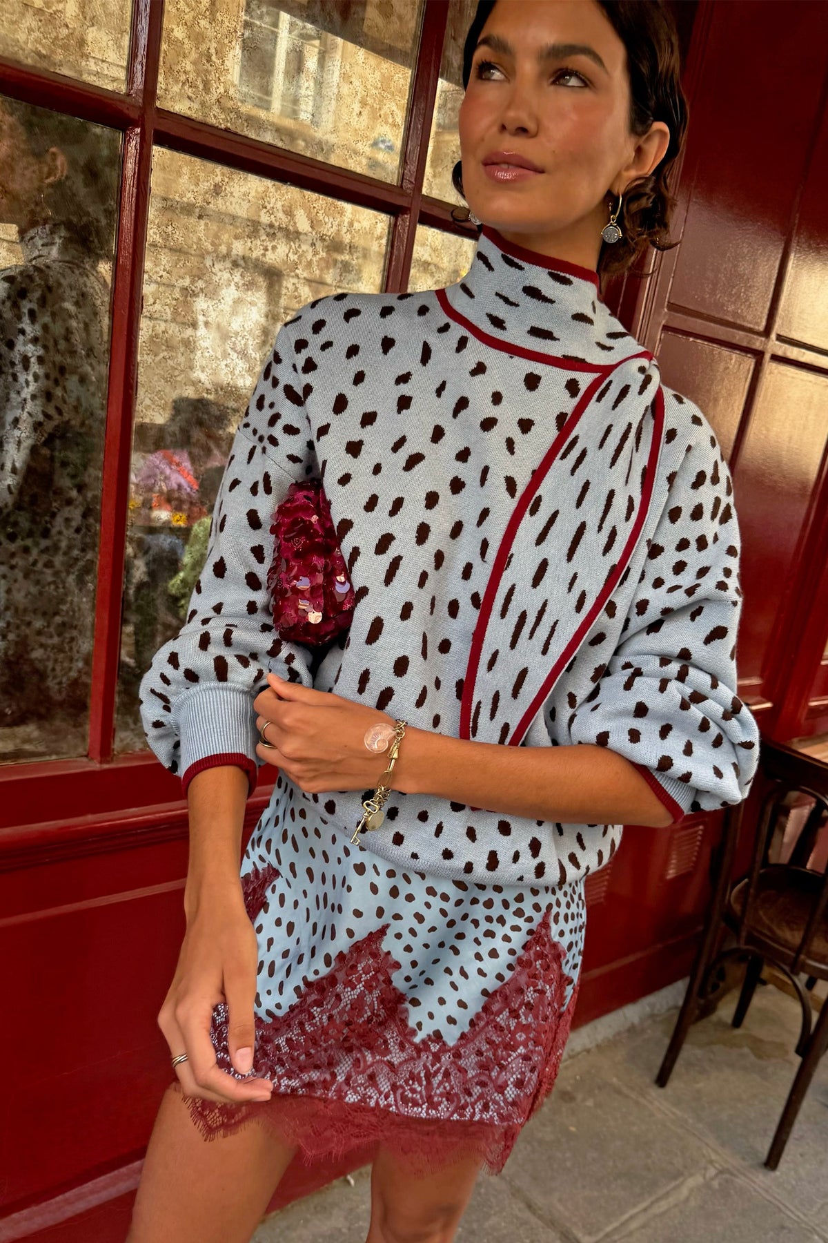 Blue Deer Scarf Jumper | Never Fully Dressed Sale
