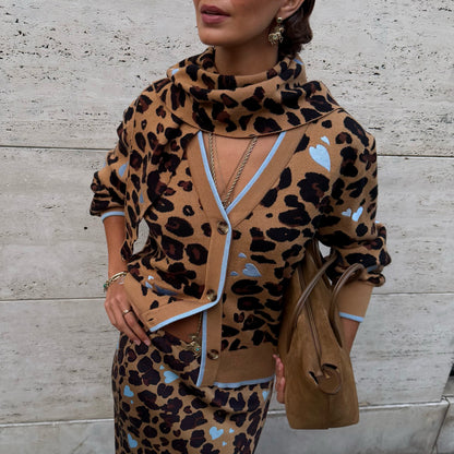 Heart Leopard Large Knit Scarf | Never Fully Dressed Value