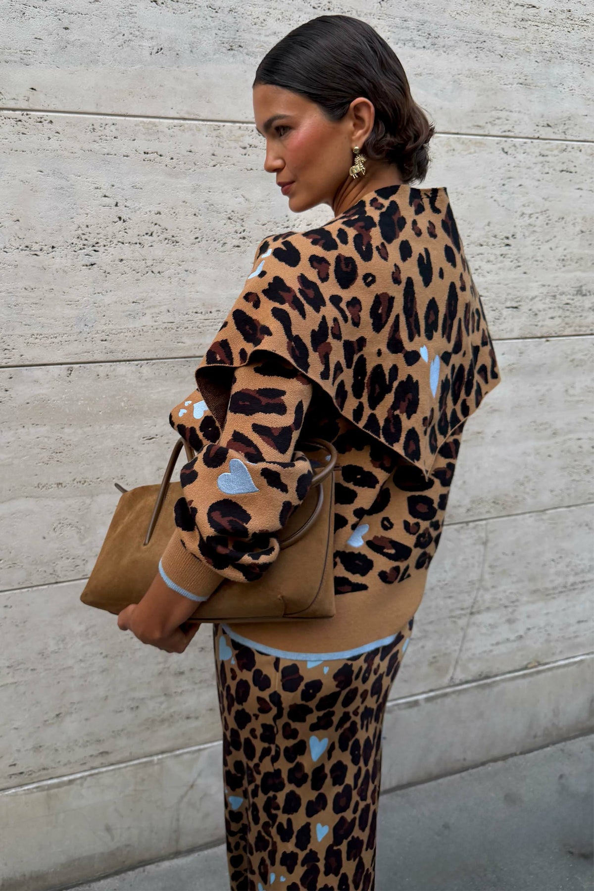 Heart Leopard Large Knit Scarf | Never Fully Dressed Value