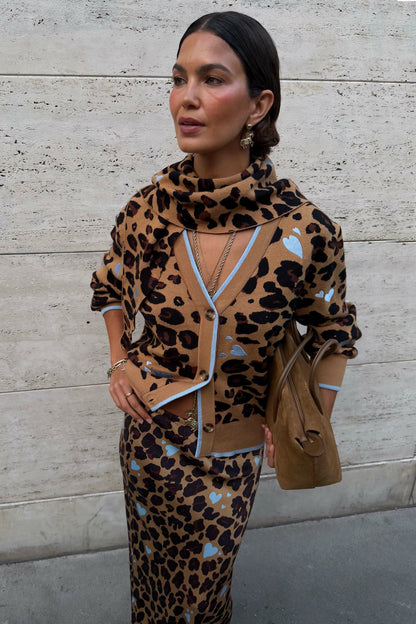 Heart Leopard Large Knit Scarf | Never Fully Dressed Value