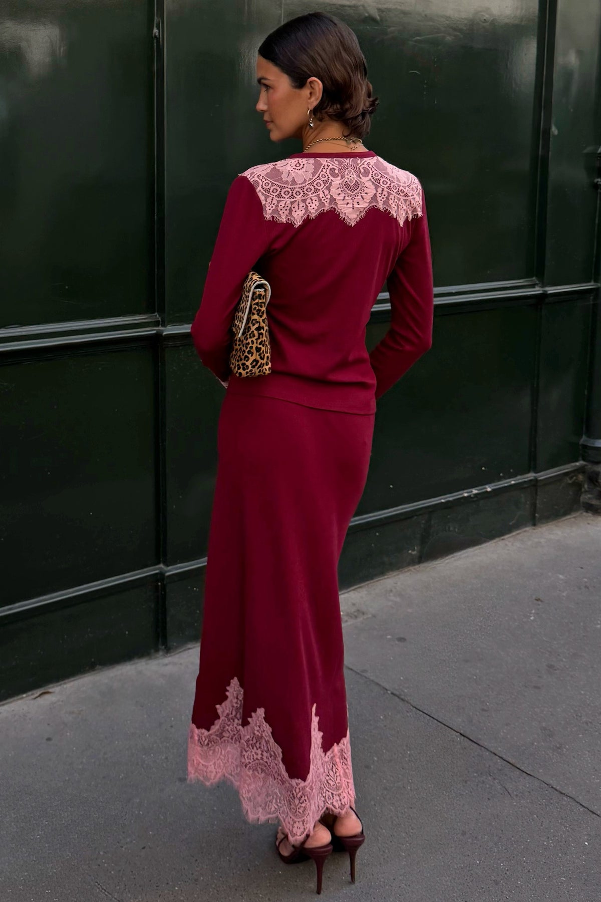 Burgundy Lace Rib Cardigan | Never Fully Dressed Special Offer