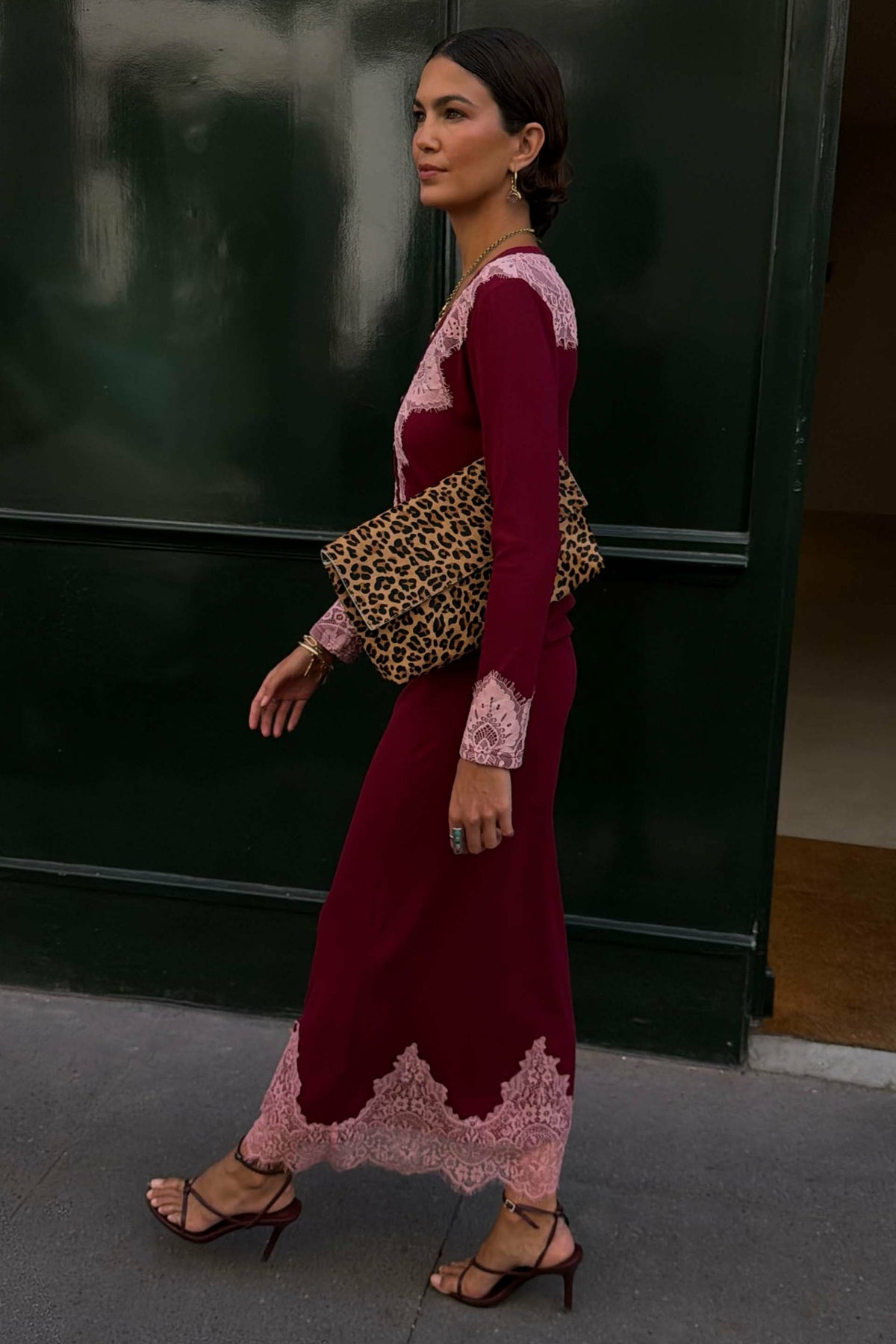 Burgundy Lace Rib Midi Maeva Skirt | Never Fully Dressed Top Pick