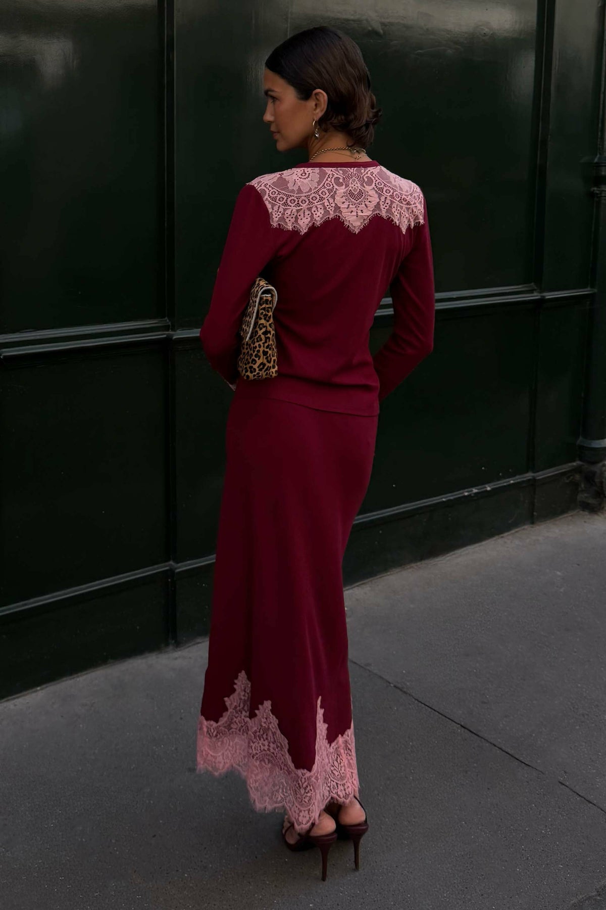 Burgundy Lace Rib Midi Maeva Skirt | Never Fully Dressed Top Pick